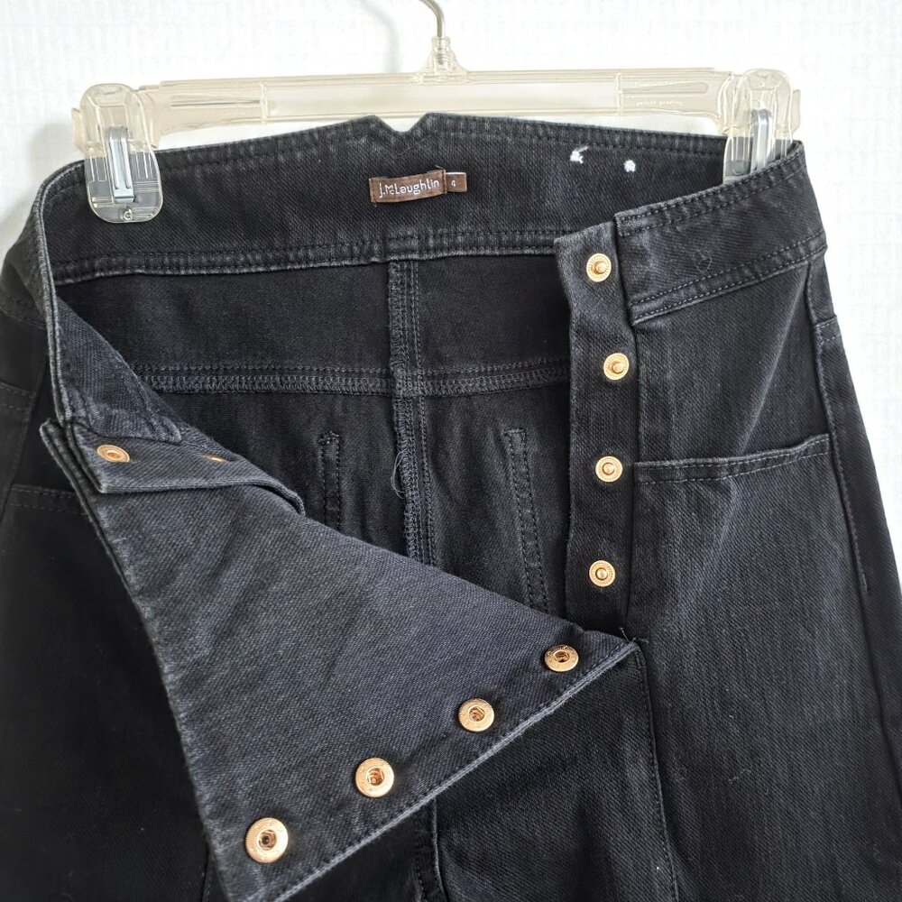 J. McLaughlin Hastings black denim high-rise skinny jeans gold button sailor - Picture 7 of 8